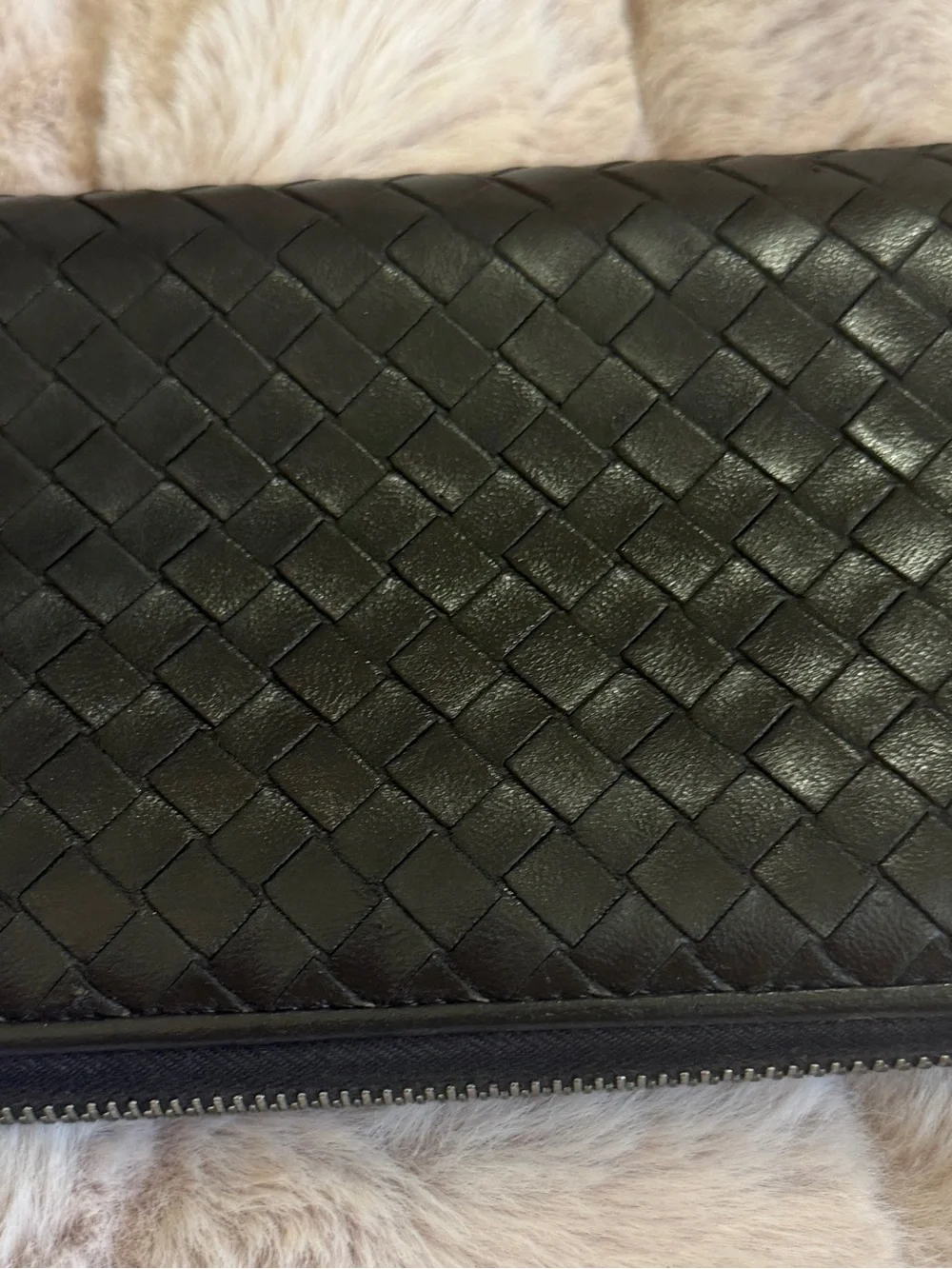 Bottega Veneta Brown Intrecciato Zip Wallet